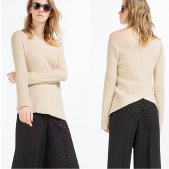 Zara Knit Cross Back Pullover Sweater - CREAM - Picture 1 of 5